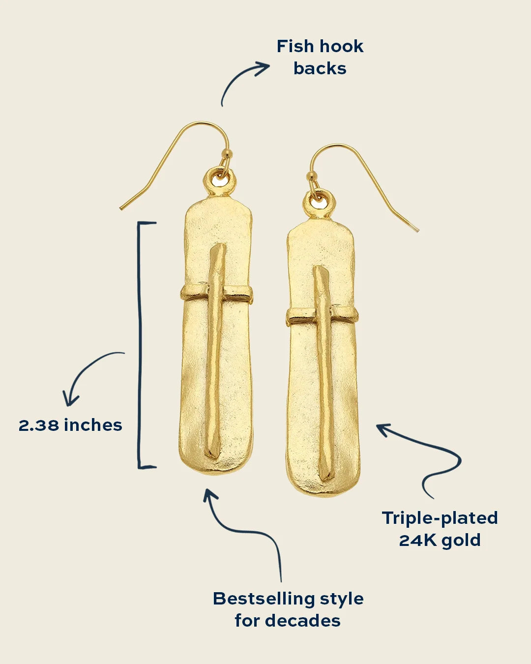 Bar Cross Earrings