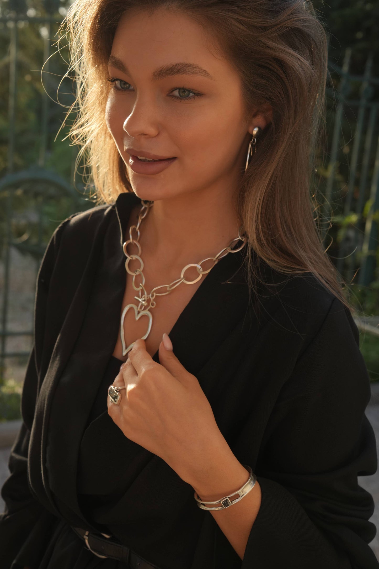 Handmade Heart Pewter Necklace - 3860