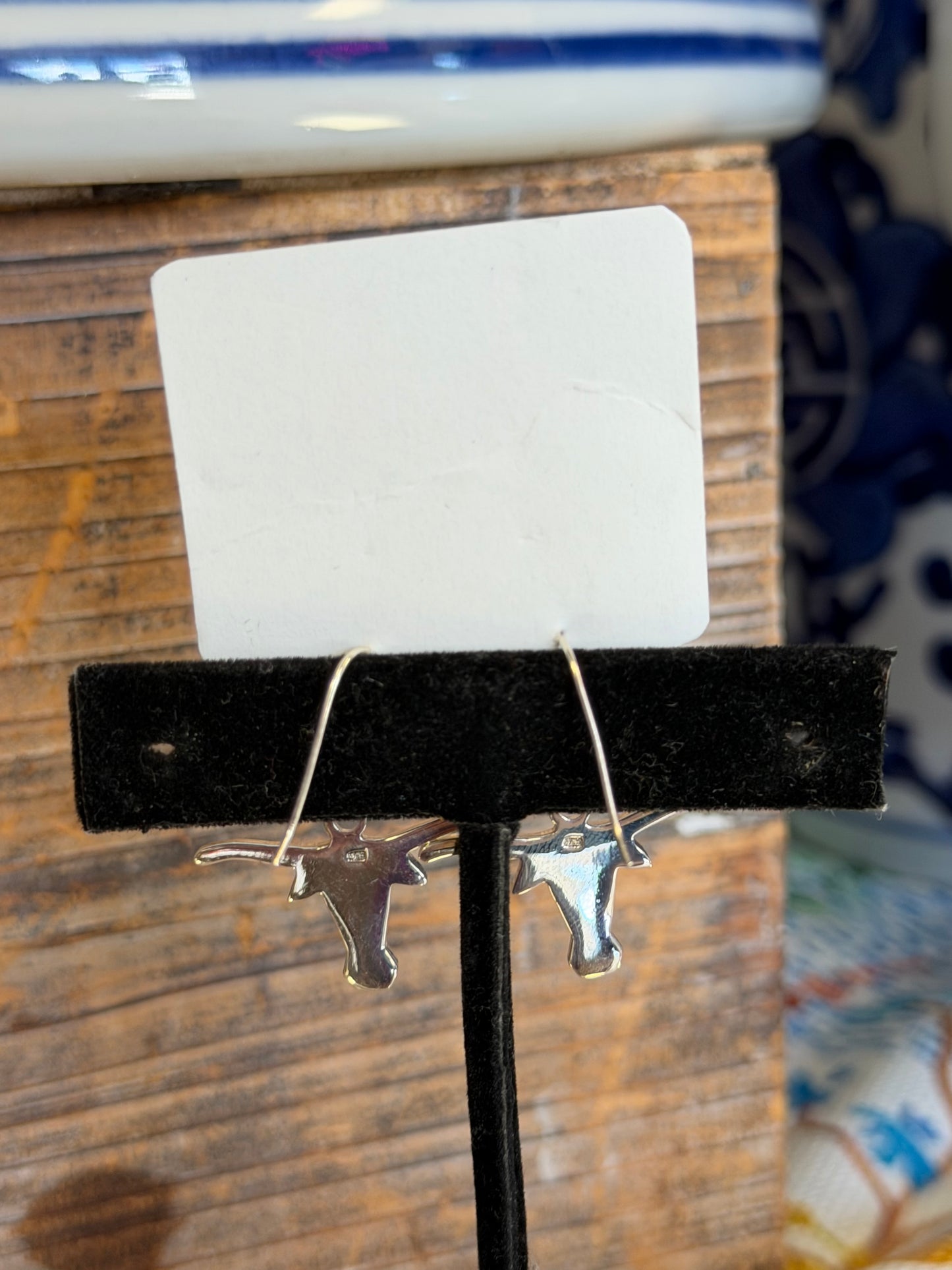 Medium Sterling Silver Long Horn Earrings