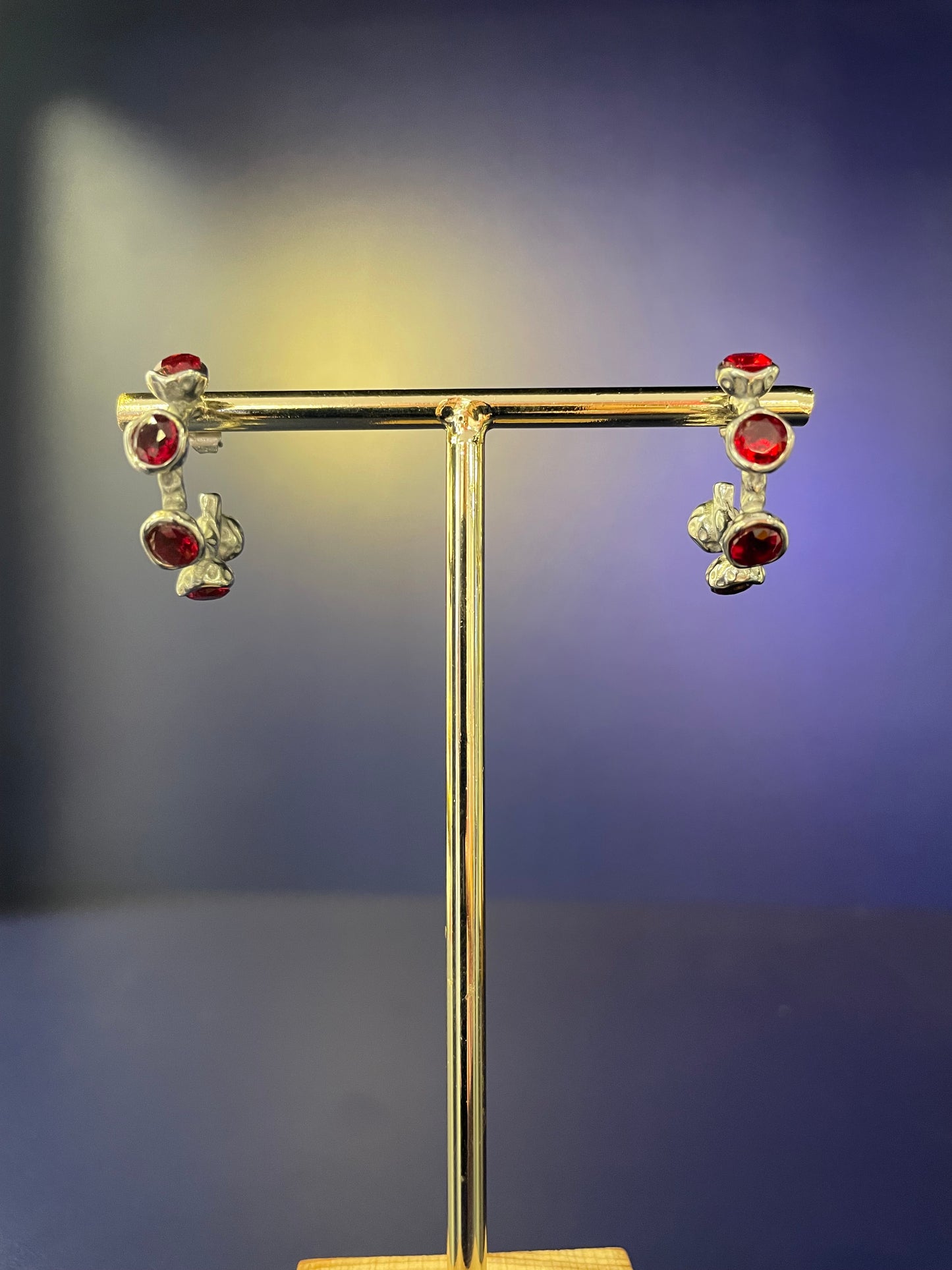 Uno Ruby Silver Hoop Earring