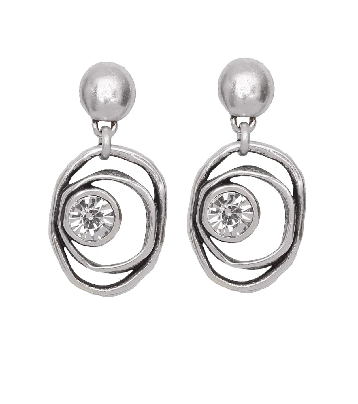 Handmade Crystal Pewter Earrings