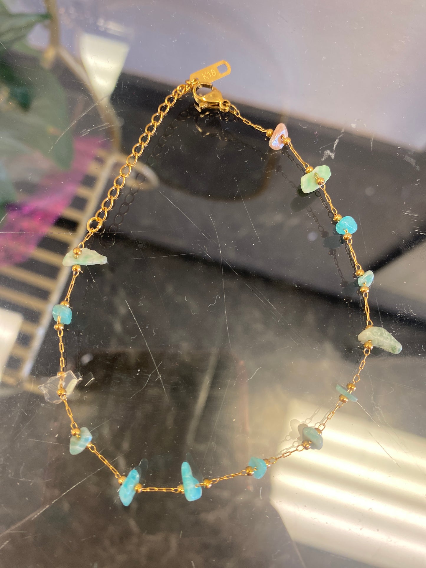 Sea Foam Beach Glass Anklet