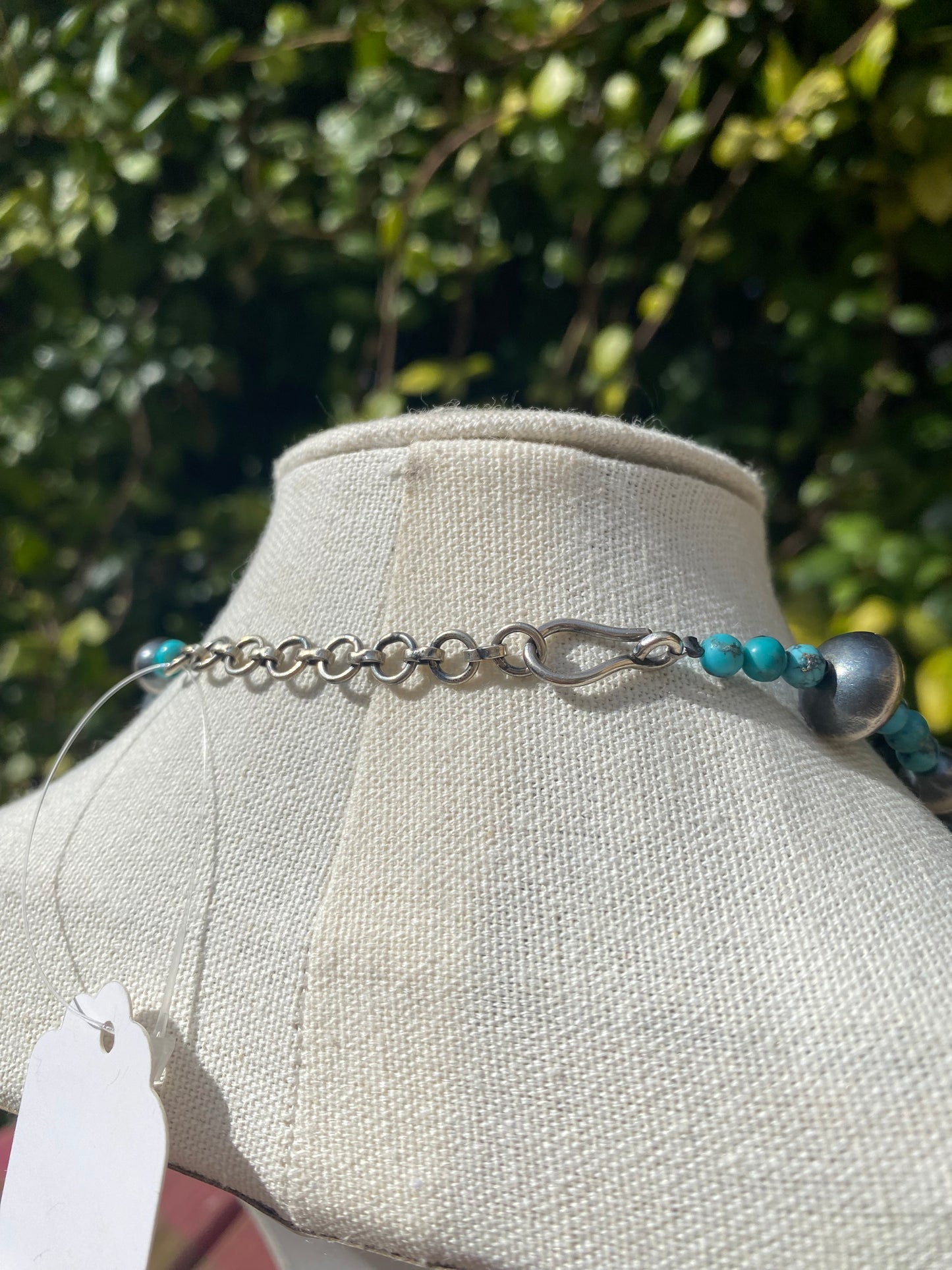 Turquoise & Sterling Silver Navajo Style Pearls Round & Saucer