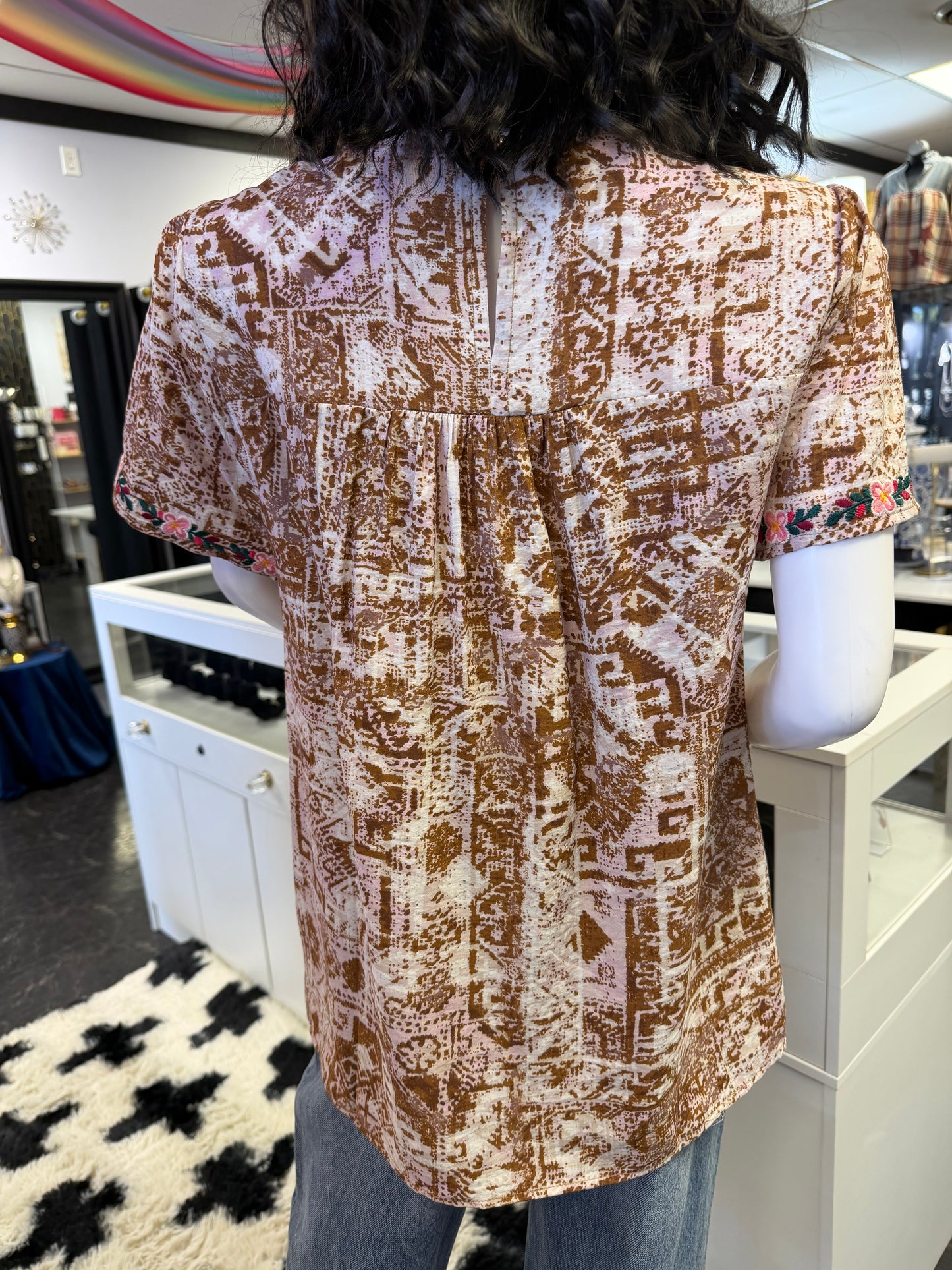 Roman Embroidered Floral Top