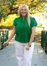 Lilly Top - Green Eyelet