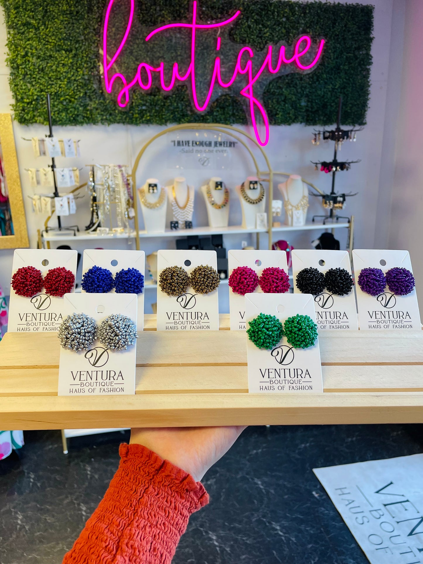 Beaded Post Stud Earrings