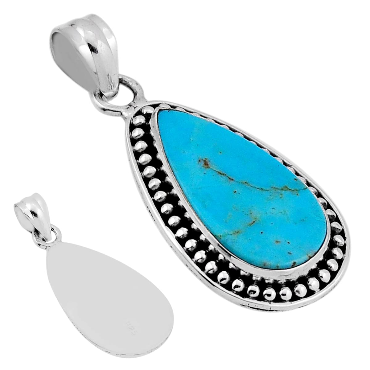 925 silver blue arizona mohave turquoise pear pendant