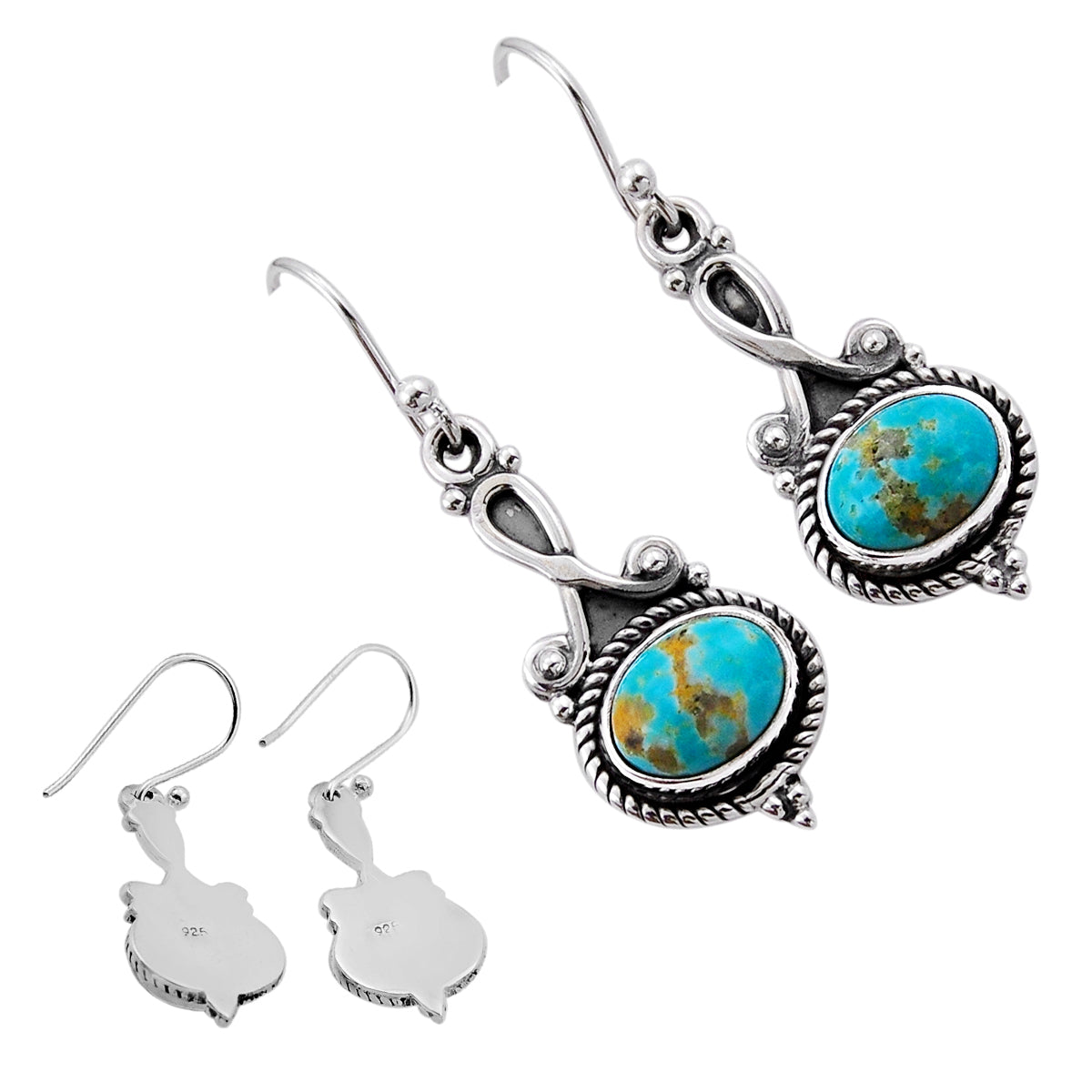 925 silver green Arizona turquoise earrings