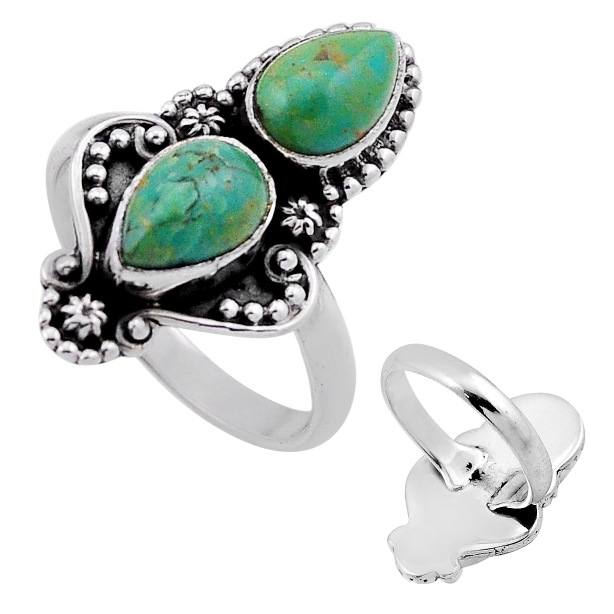 925 silver green Arizona turquoise ring size 8