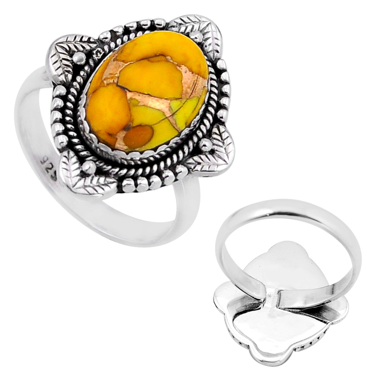 925 silver honey dahlia oval adjustable ring size 8
