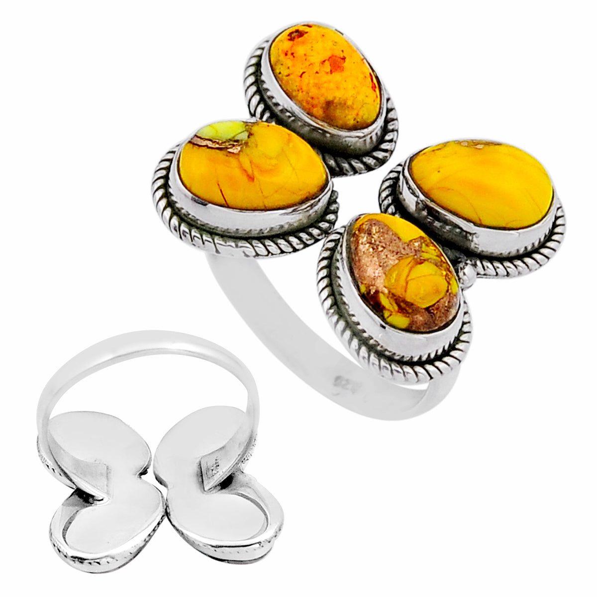 925 silver honey dahlia pear adjustable ring size 8