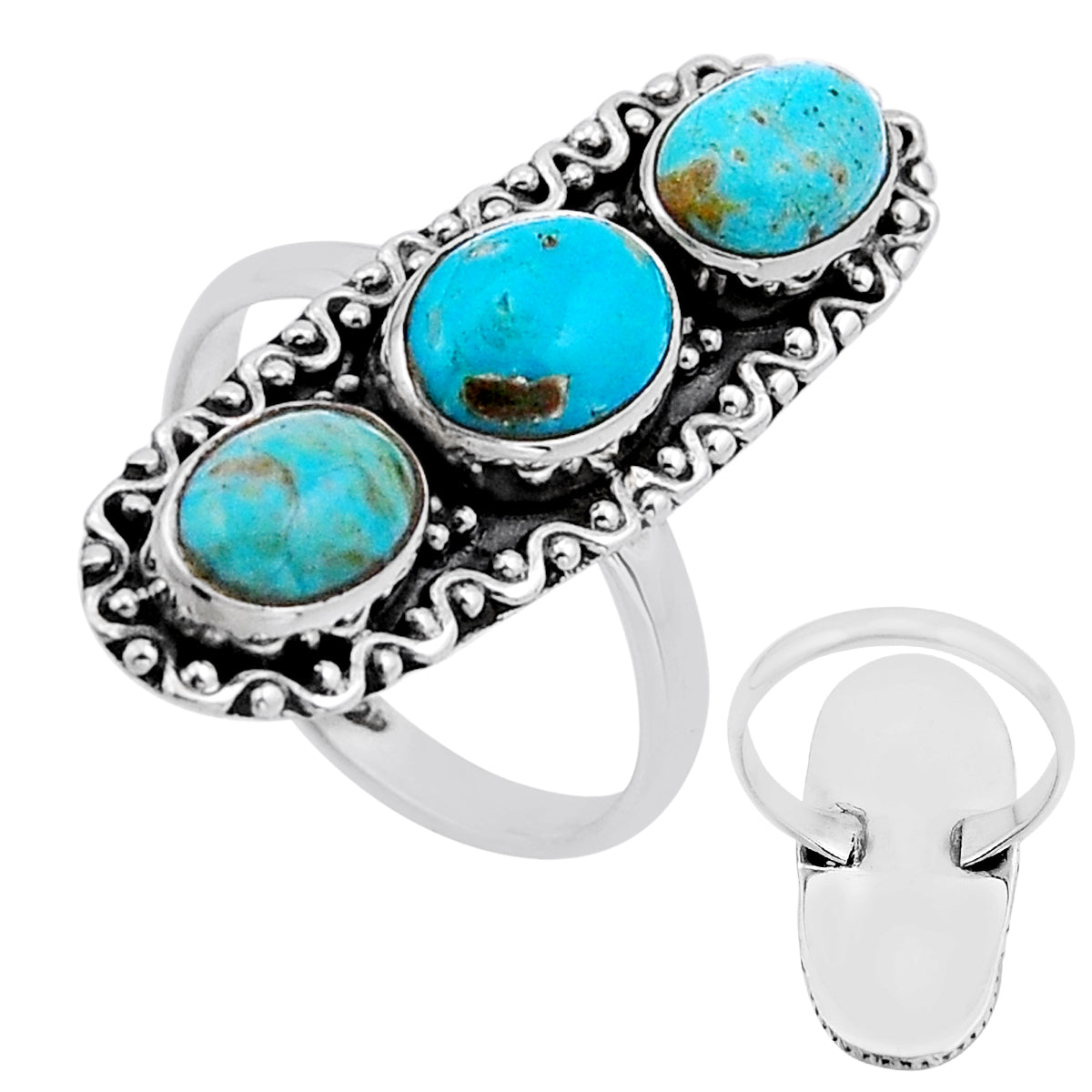 925 silver green Arizona MOJAVE turquoise ring size 8