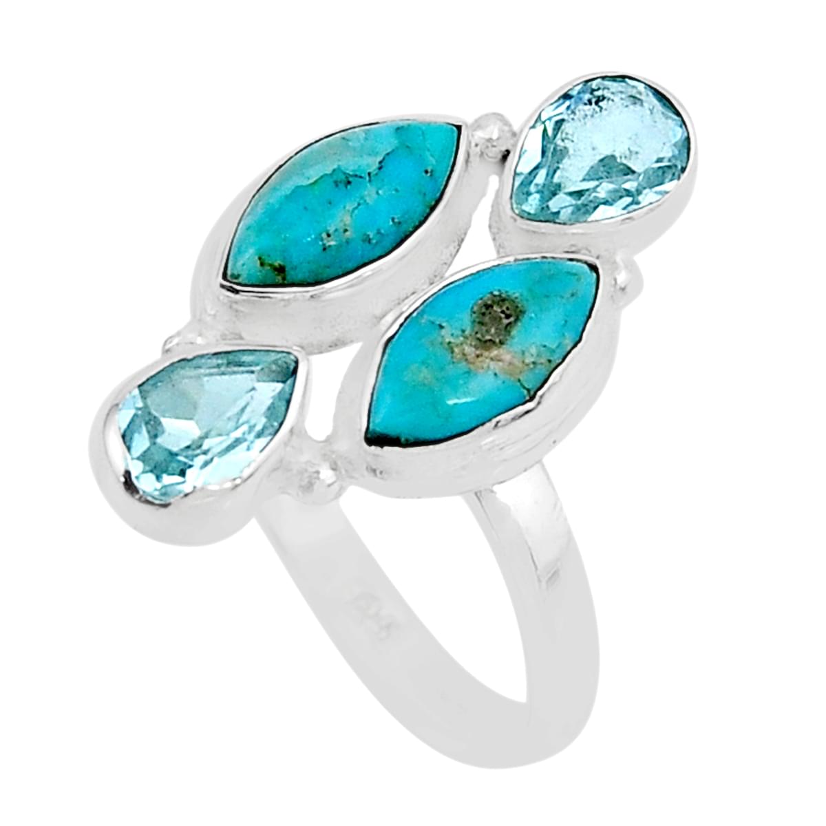 925 silver natural green turquoise topaz ring size 8