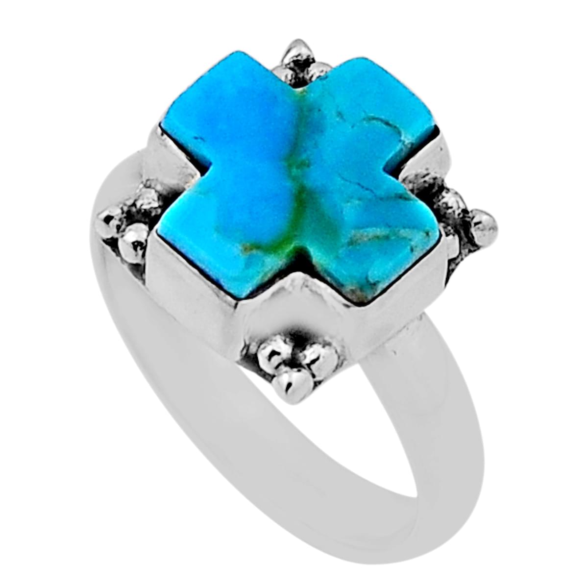 925 silver solitaire arizona mohave turquoise cross ring size 7