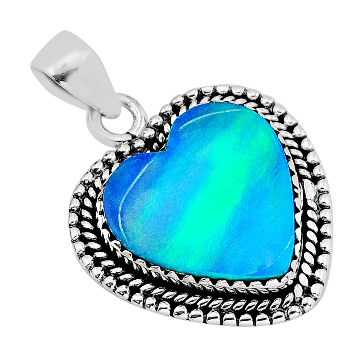 925 sterling silver fine volcano aurora opal pendant