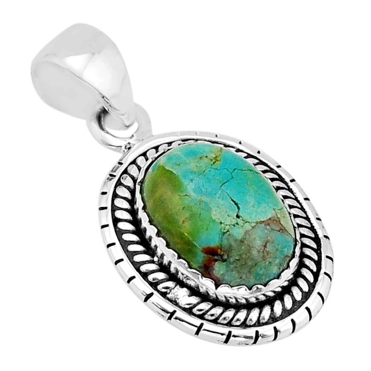 925 sterling silver green arizona mohave turquoise oval pendant