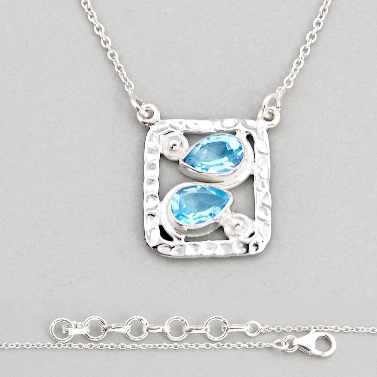 925 sterling silver natural blue topaz pear necklace jewelry