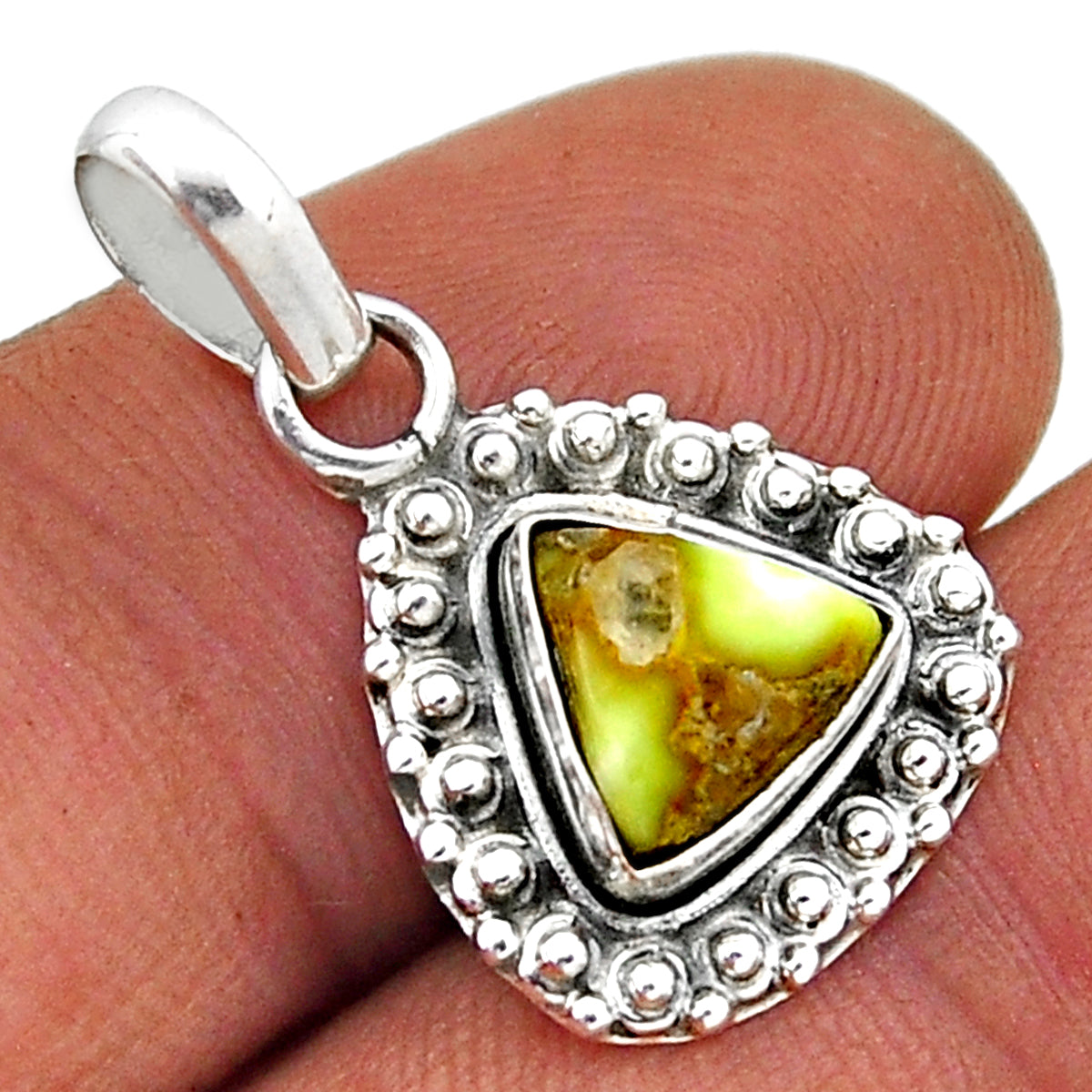 925 sterling silver palomino turquoise trillion pendant jewelry