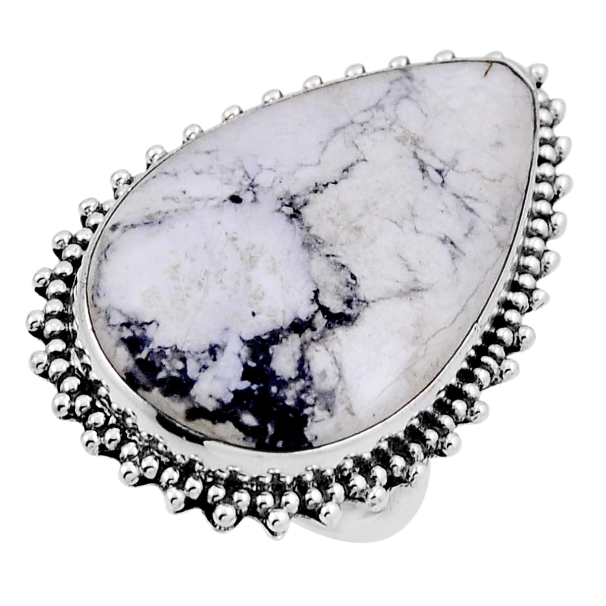 sterling silver solitaire natural white ring size 7