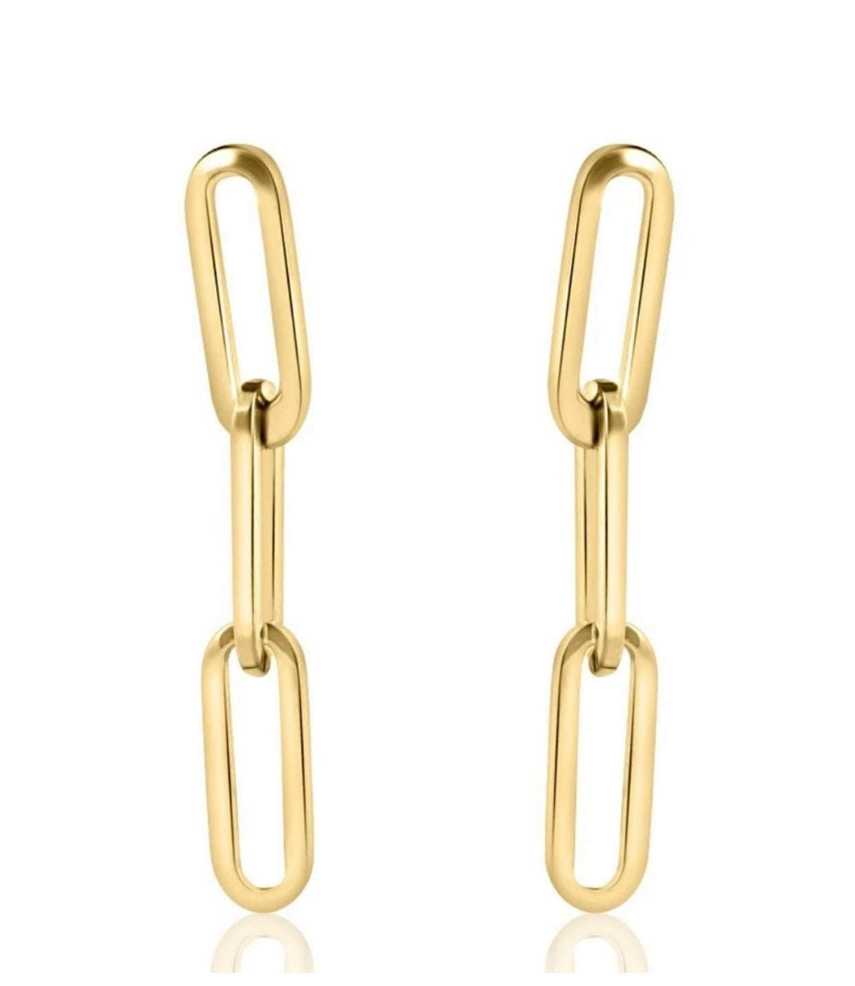 14k Yellow Gold Clip Dangle Women's Earrings 3/4" Tall