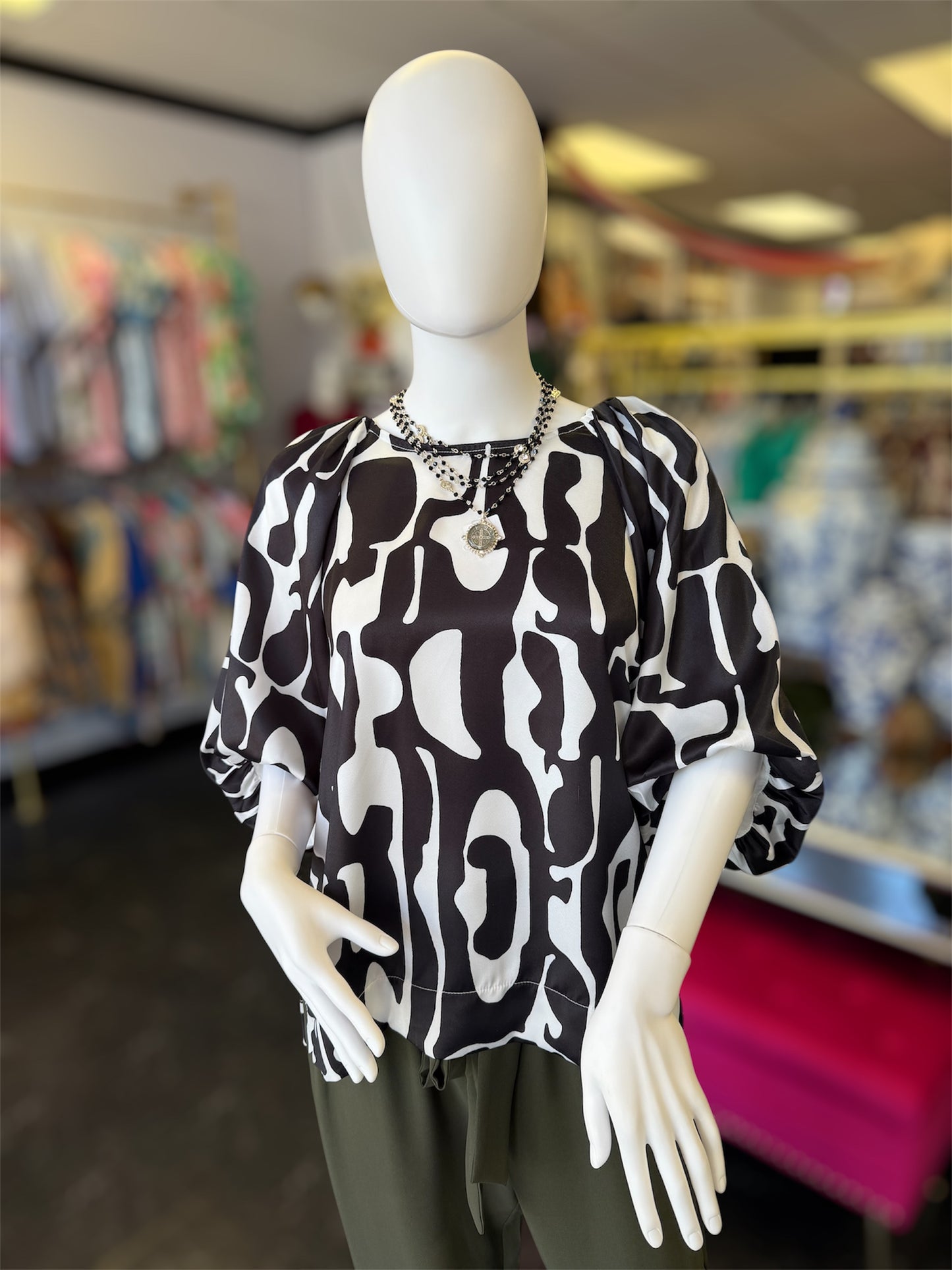 Black & White Fate Silk Top
