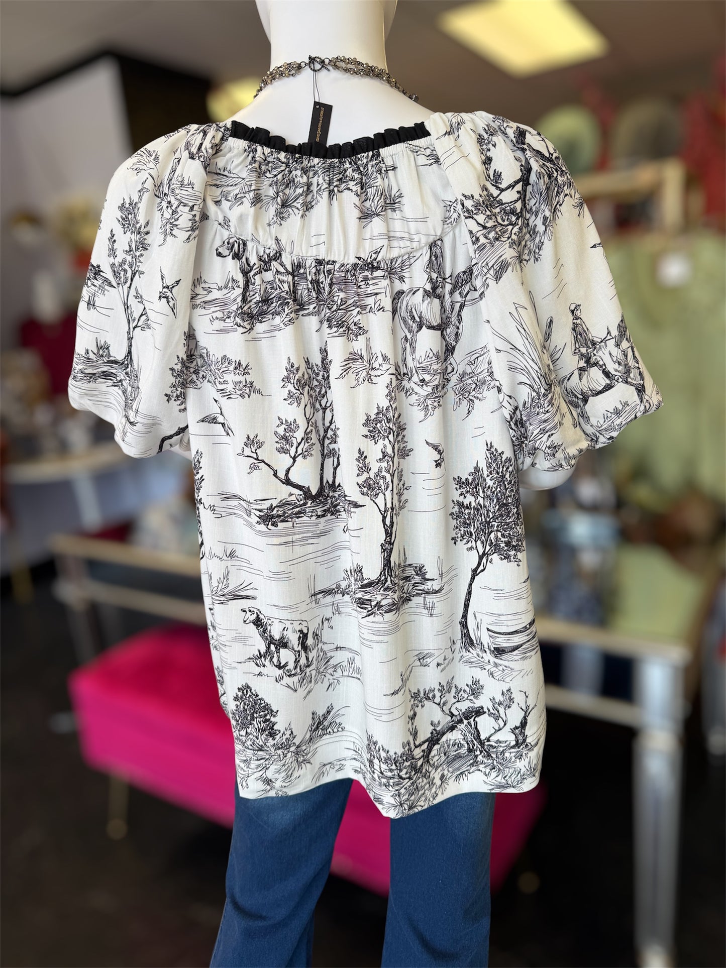 Black And White Toile De Jouy Top