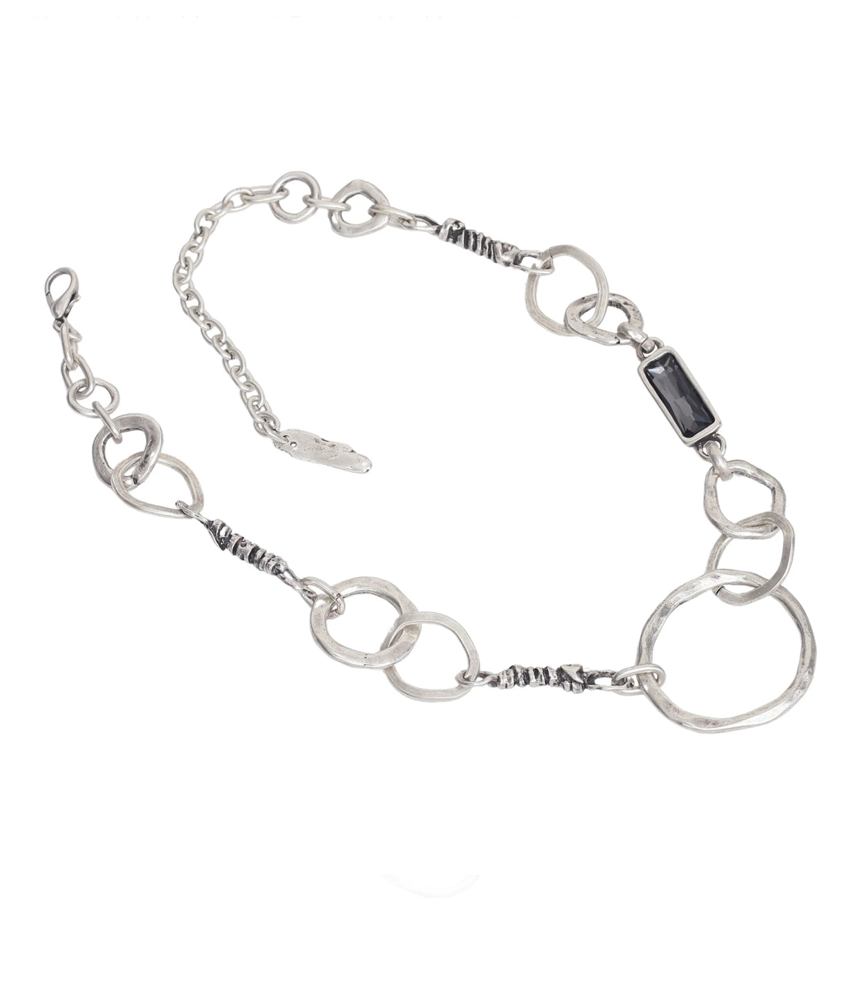 Handmade Smokey Crystal Pewter Necklace