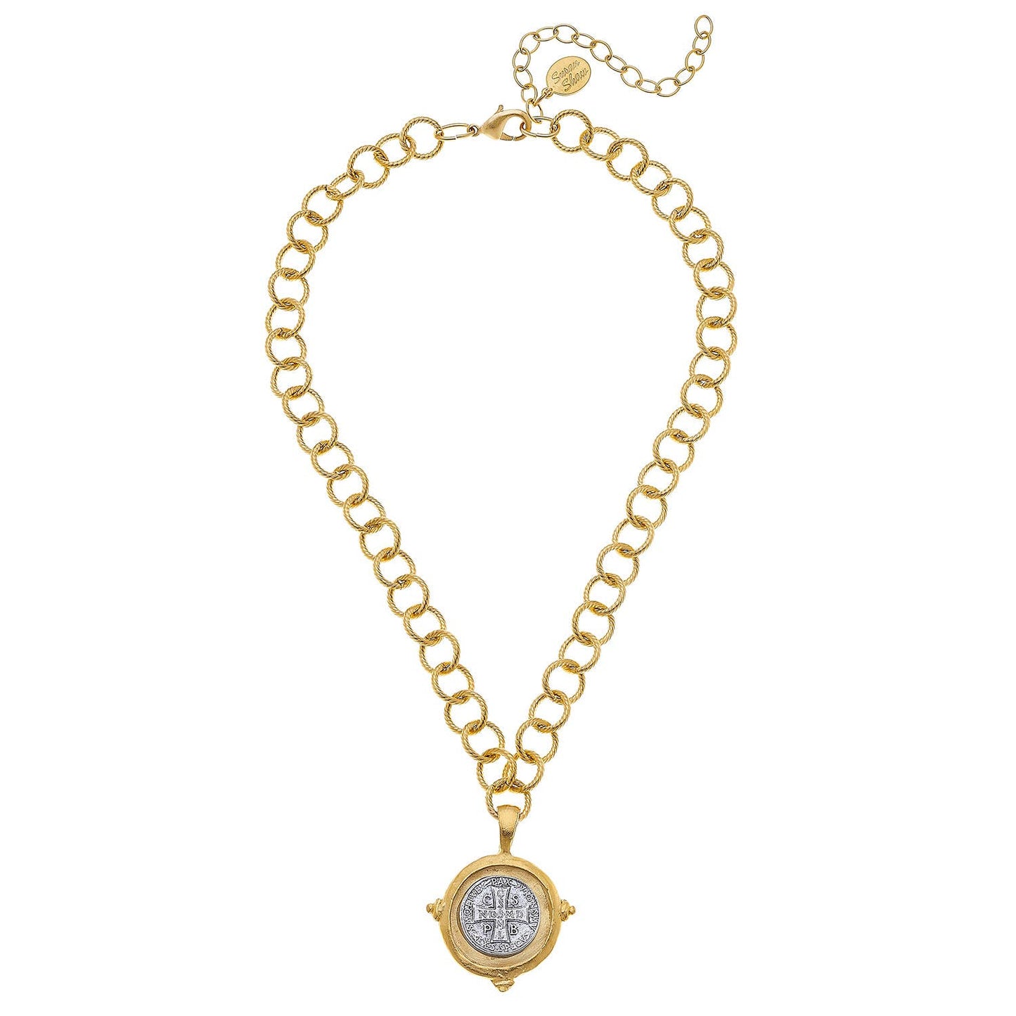 Gold and Silver St Benedict Cross Necklace