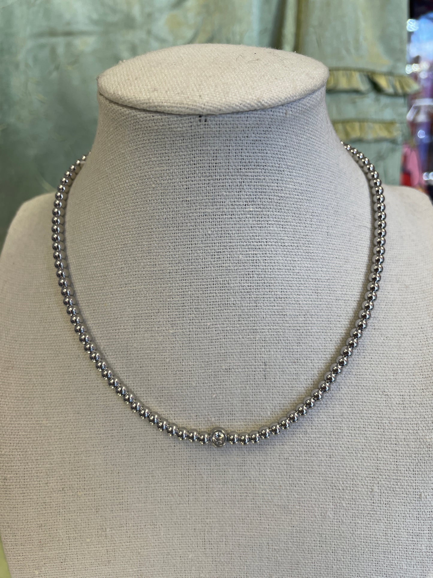 Stainless Gold Plated Beaded Crystal Necklaces Silver Or Gold