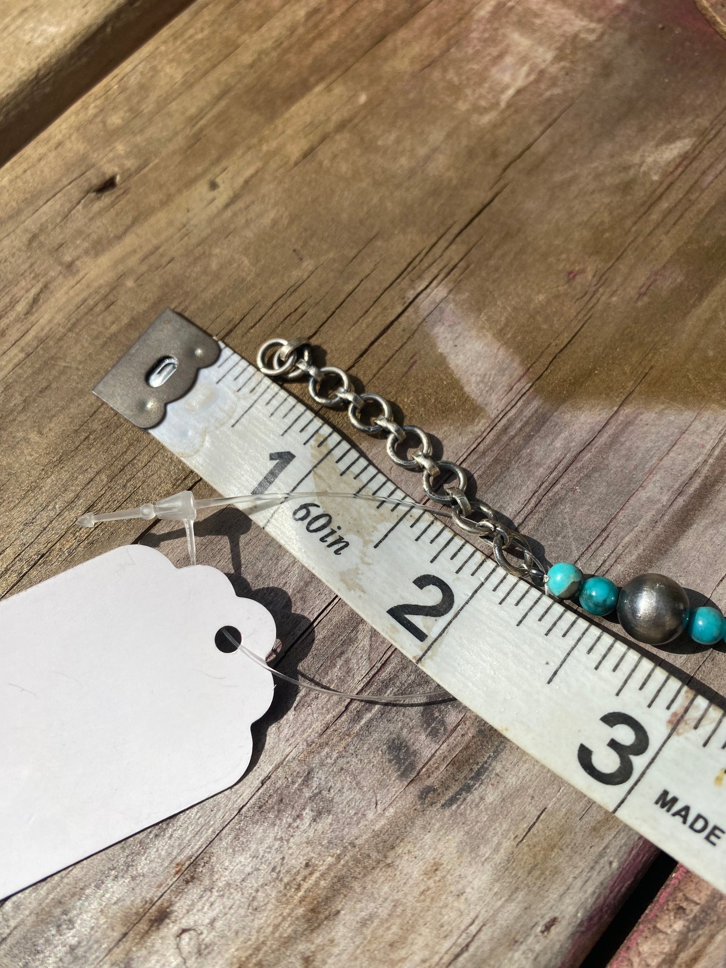 Turquoise & Sterling Silver Navajo Style Pearls Round & Saucer