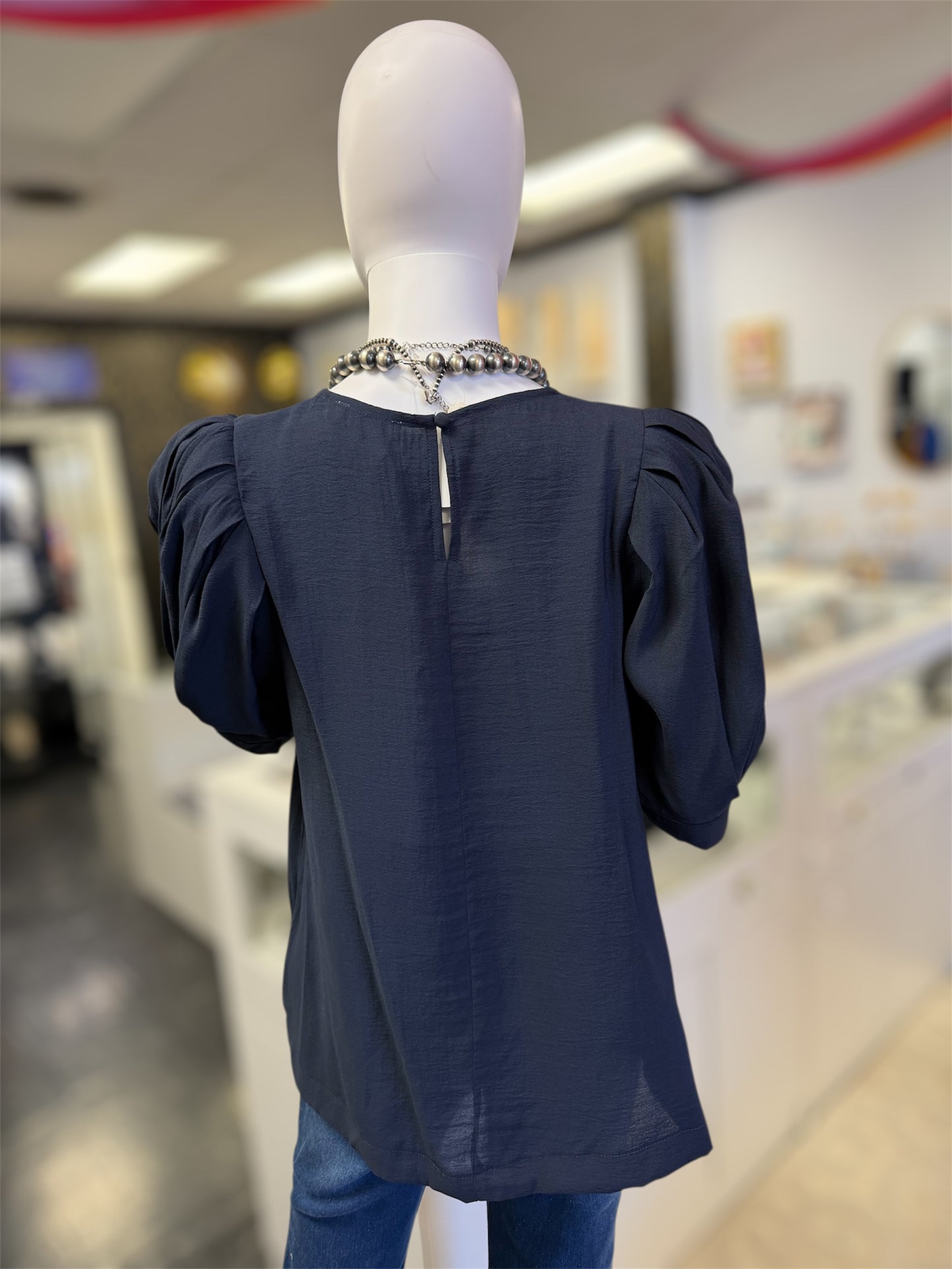 Midnight Cowboy Round Neck Bubble Sleeve Top