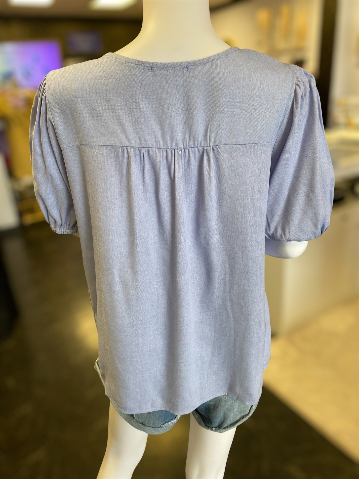 Sky Blue Babydoll Bow Top