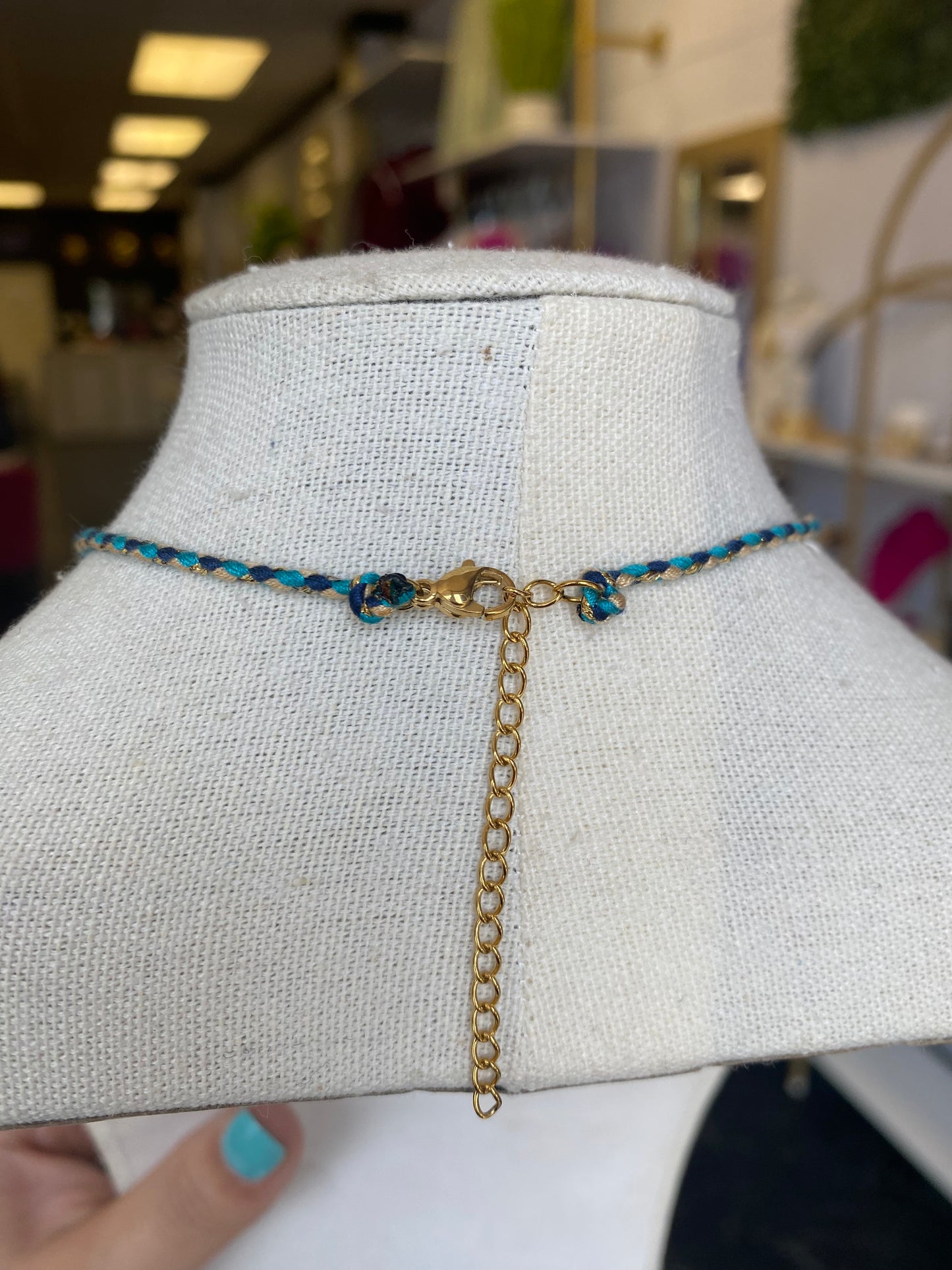 Cord Evil Eye Crystal Necklace