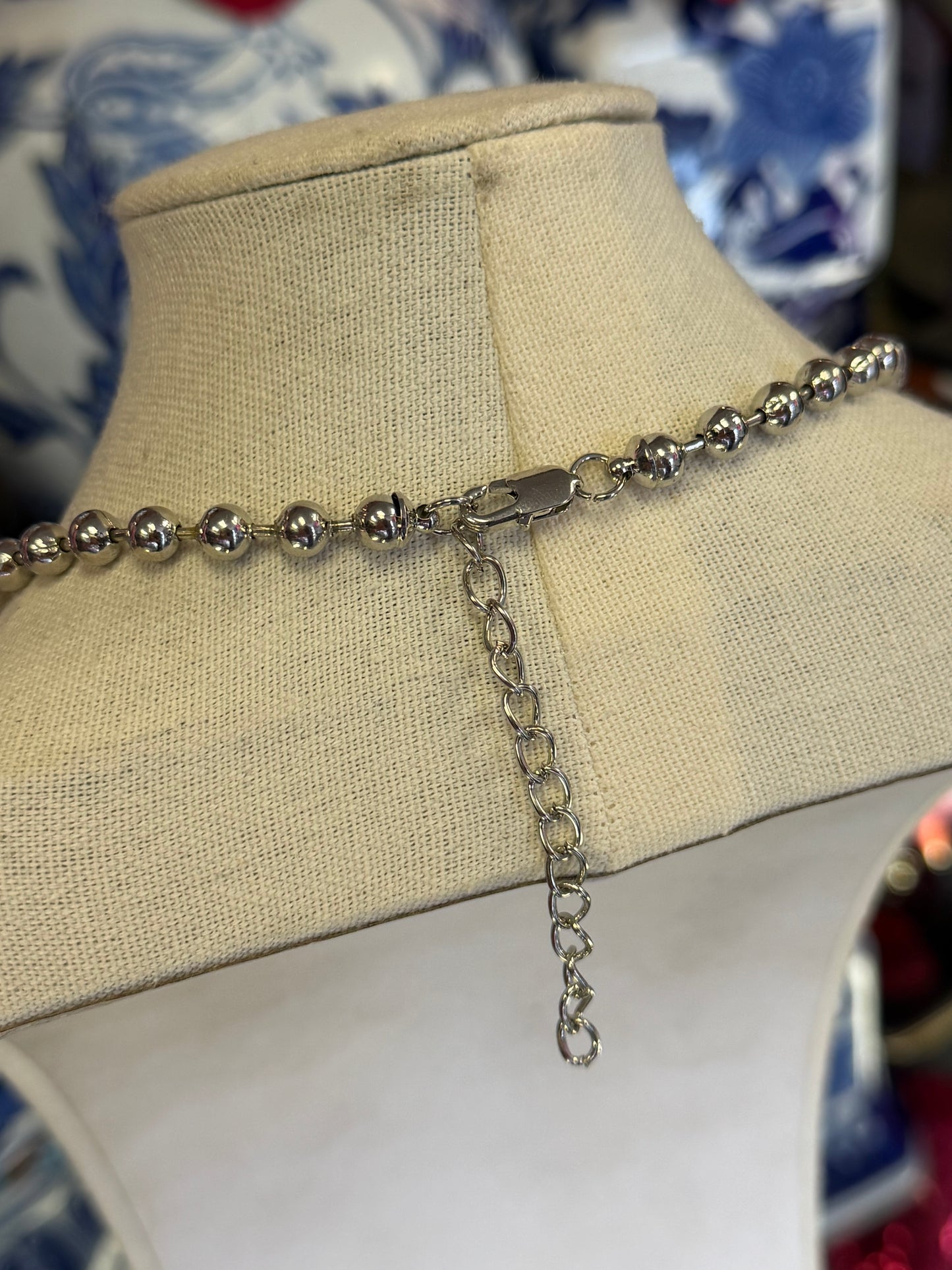 Silver Small Beaded Necklace