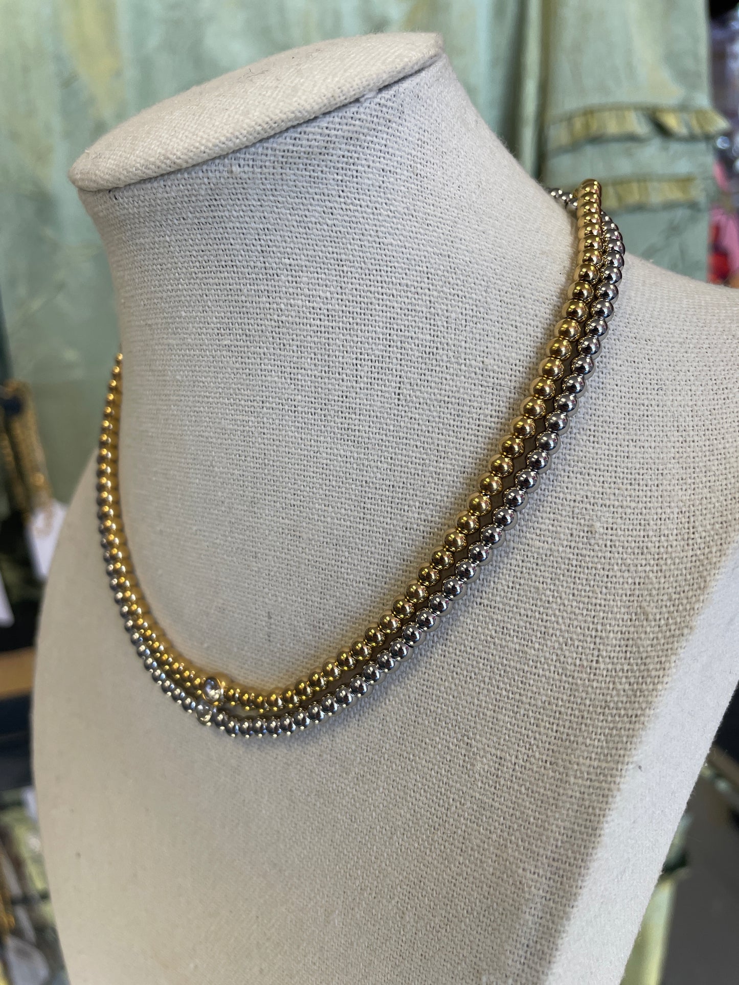 Stainless Gold Plated Beaded Crystal Necklaces Silver Or Gold