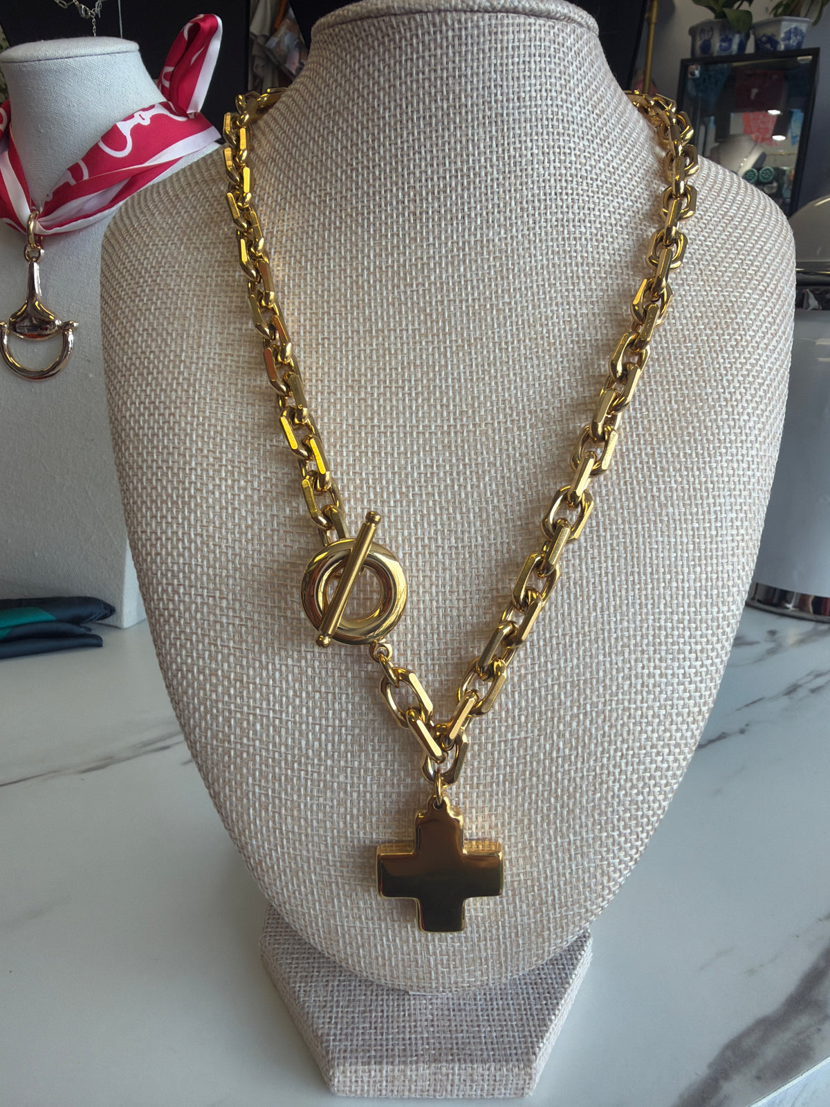 Stainless Steel Toggle Cross Necklace