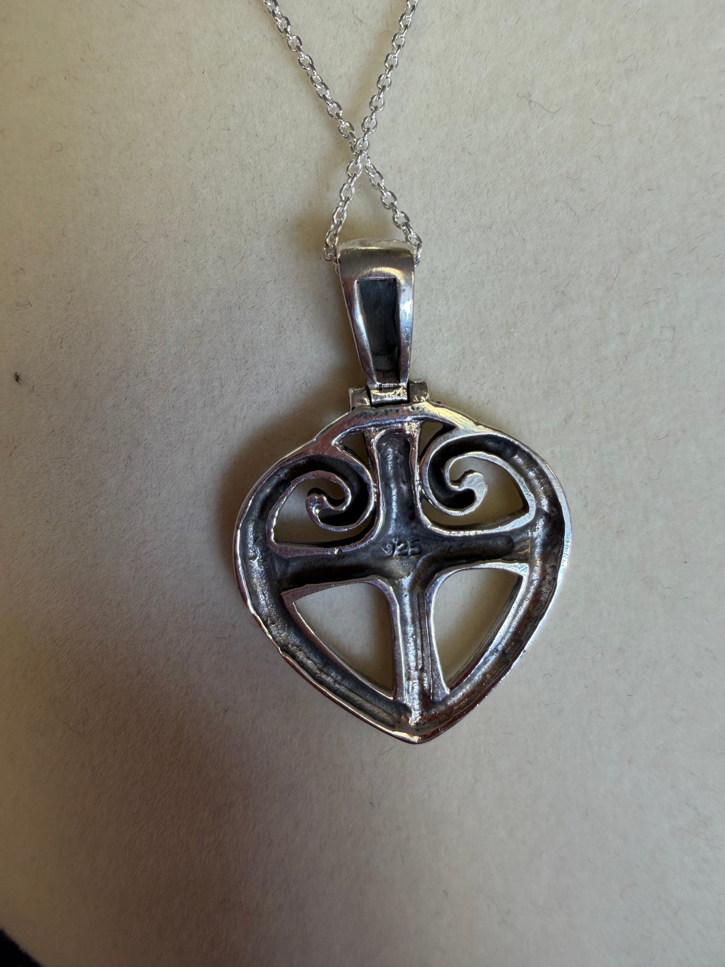 Scroll Sterling Silver Heart Pendant