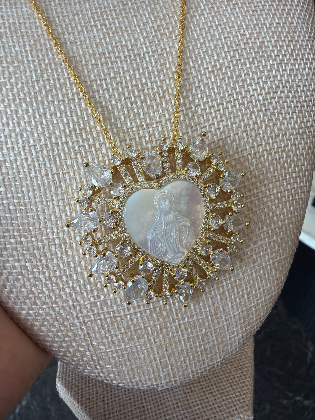 Fashion Virgin Mary Crystal Necklace