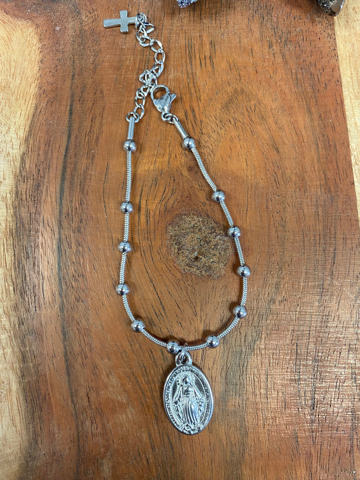 Marvelous Medal Stainless Steel Ball Chain Charm Bracelet Religious
