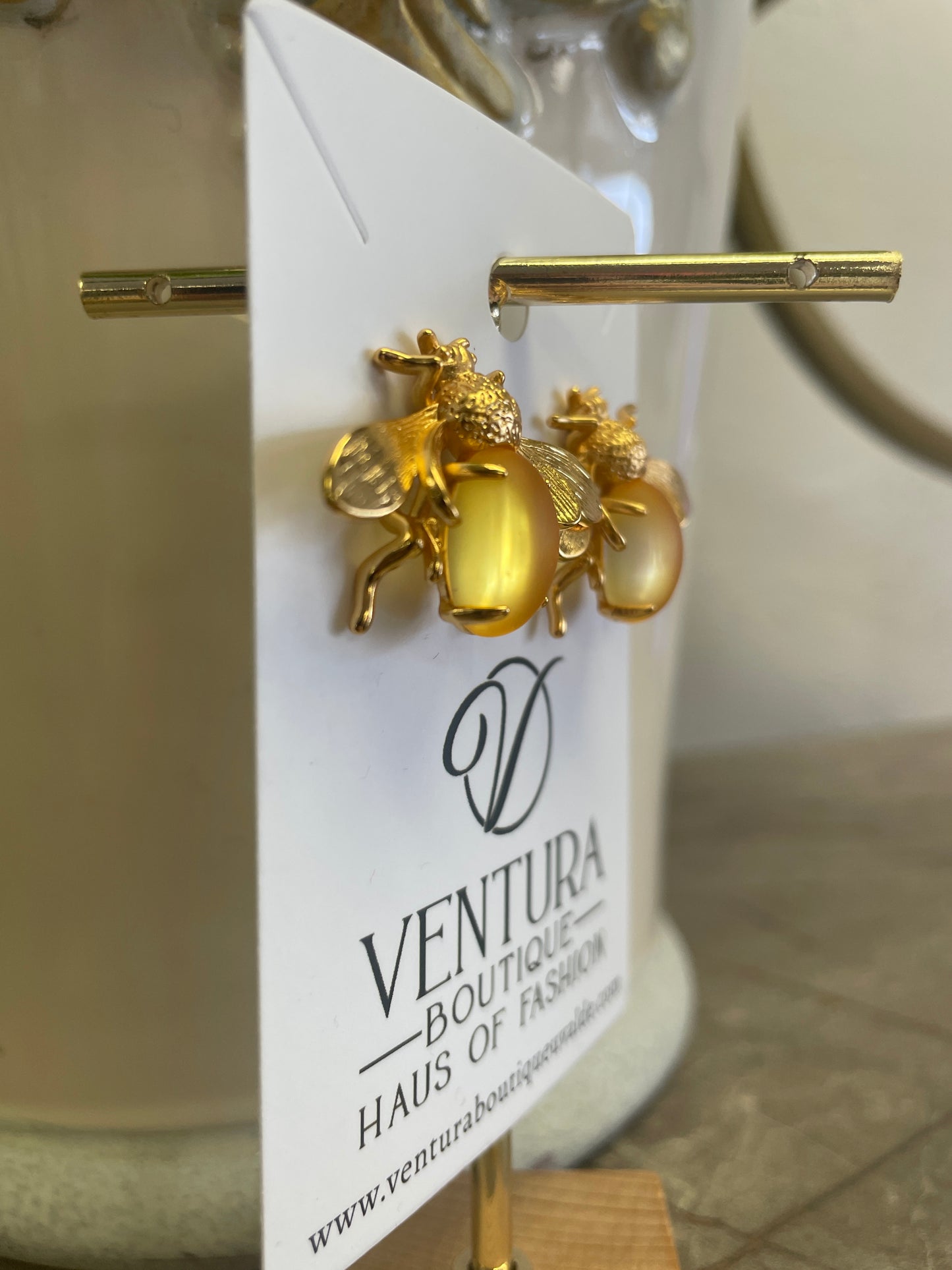 Yellow Bumble Bee Stud Earrings