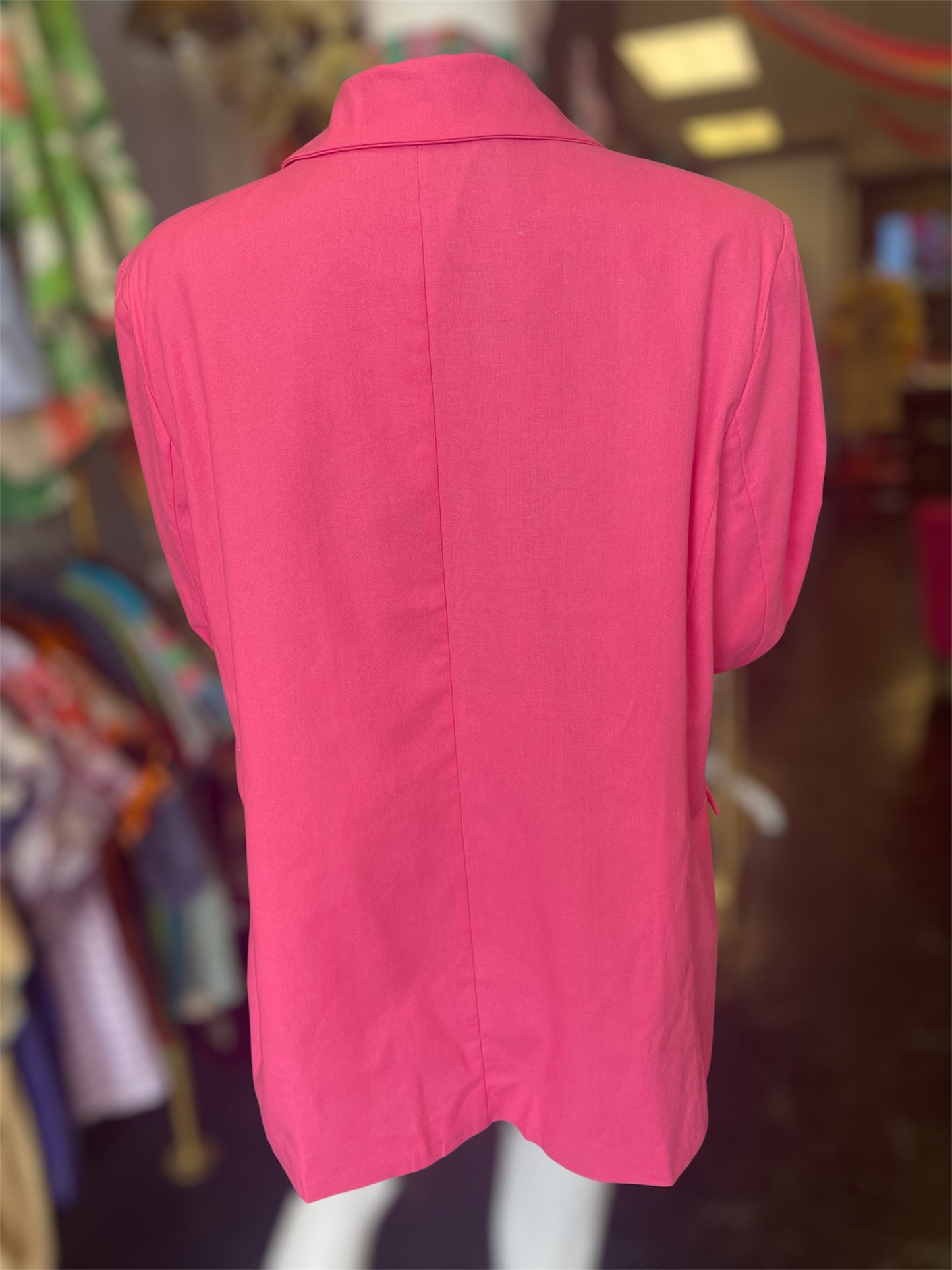 Barbie Pink Linen & Cotton Blend Blazer (Curvy)