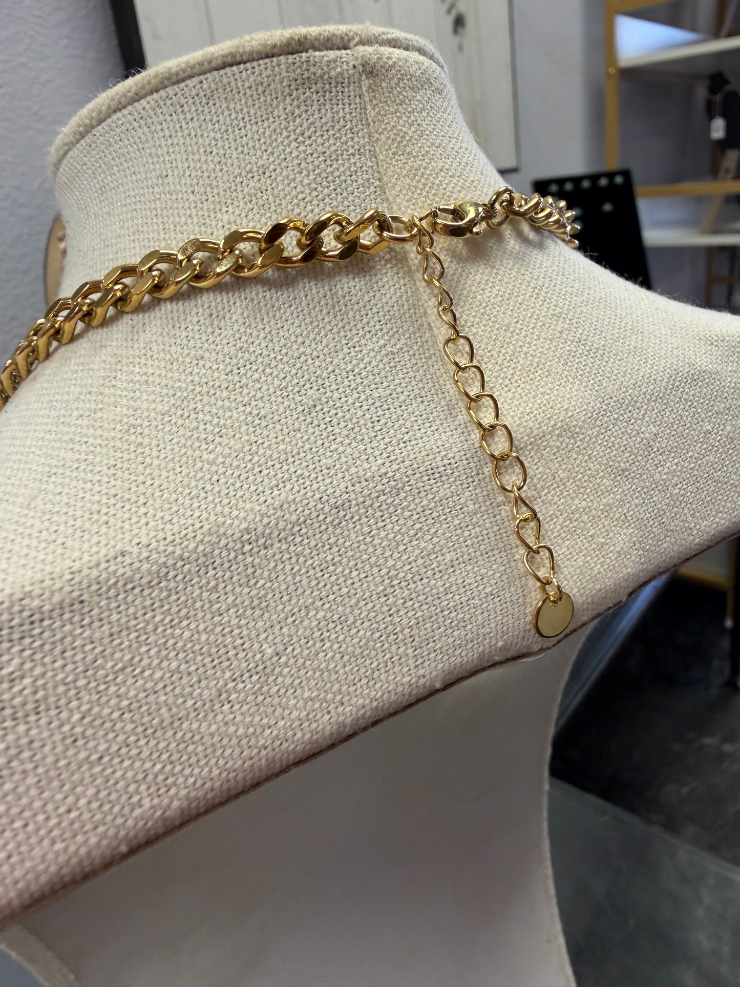 Stainless Gold Plated Snake Link Necklace