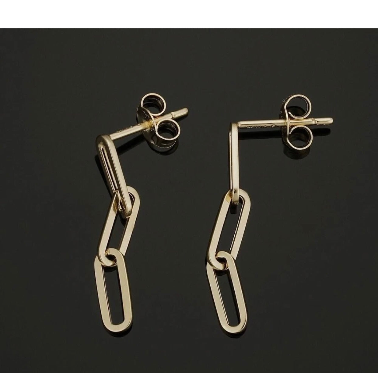 14k Yellow Gold Clip Dangle Women's Earrings 3/4" Tall