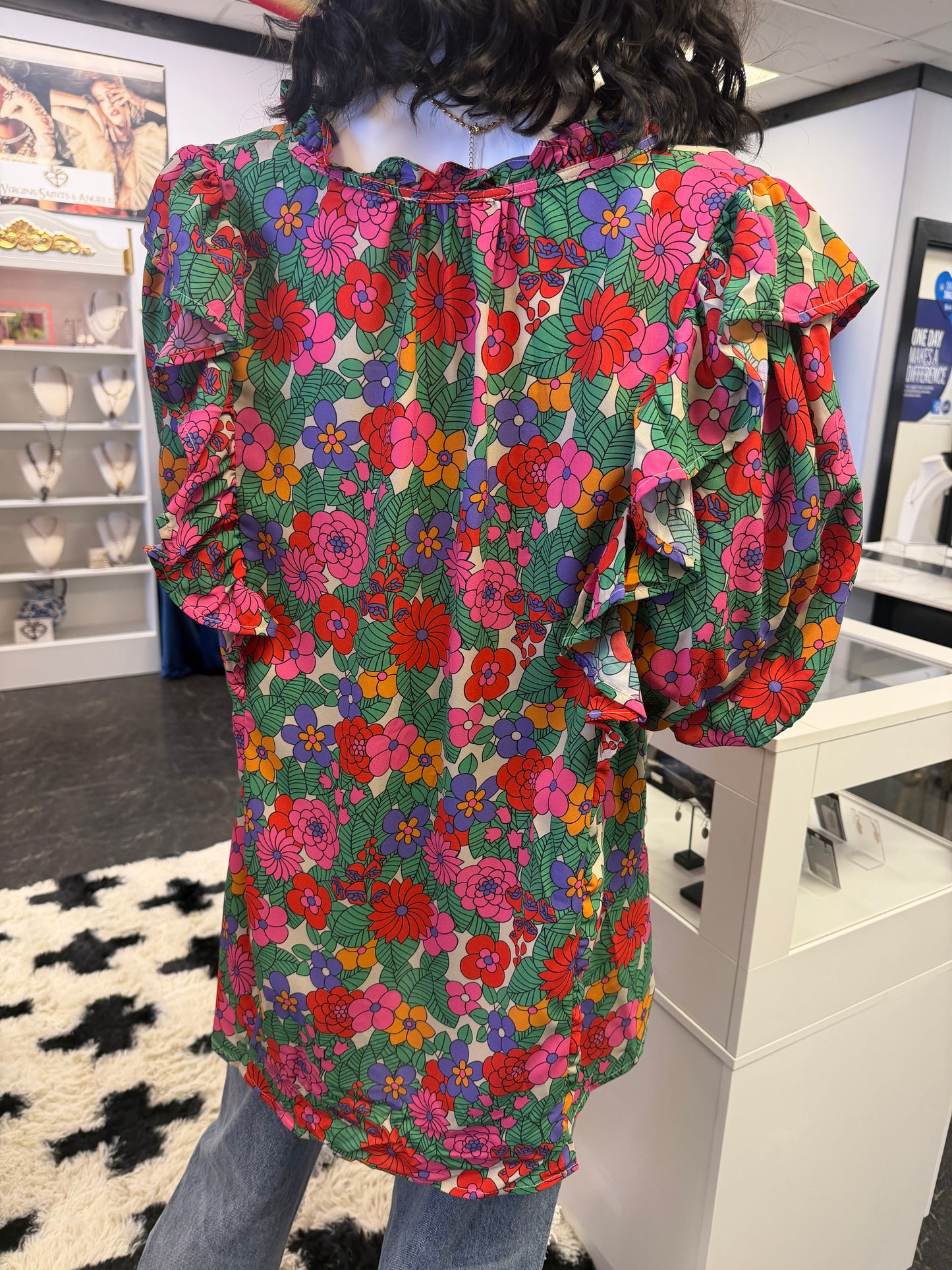 Spring Flowers (Curvy) Top Flutter