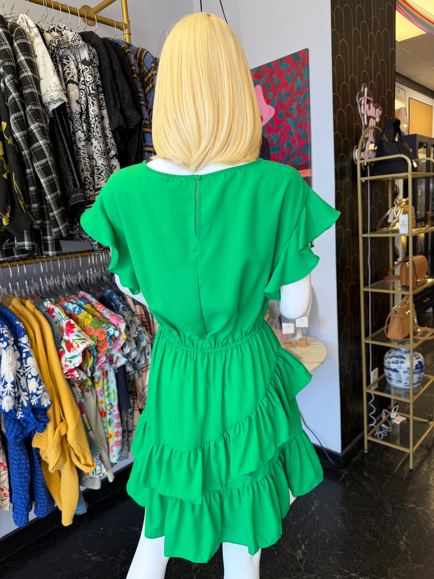Kelly Green Flowy Dress
