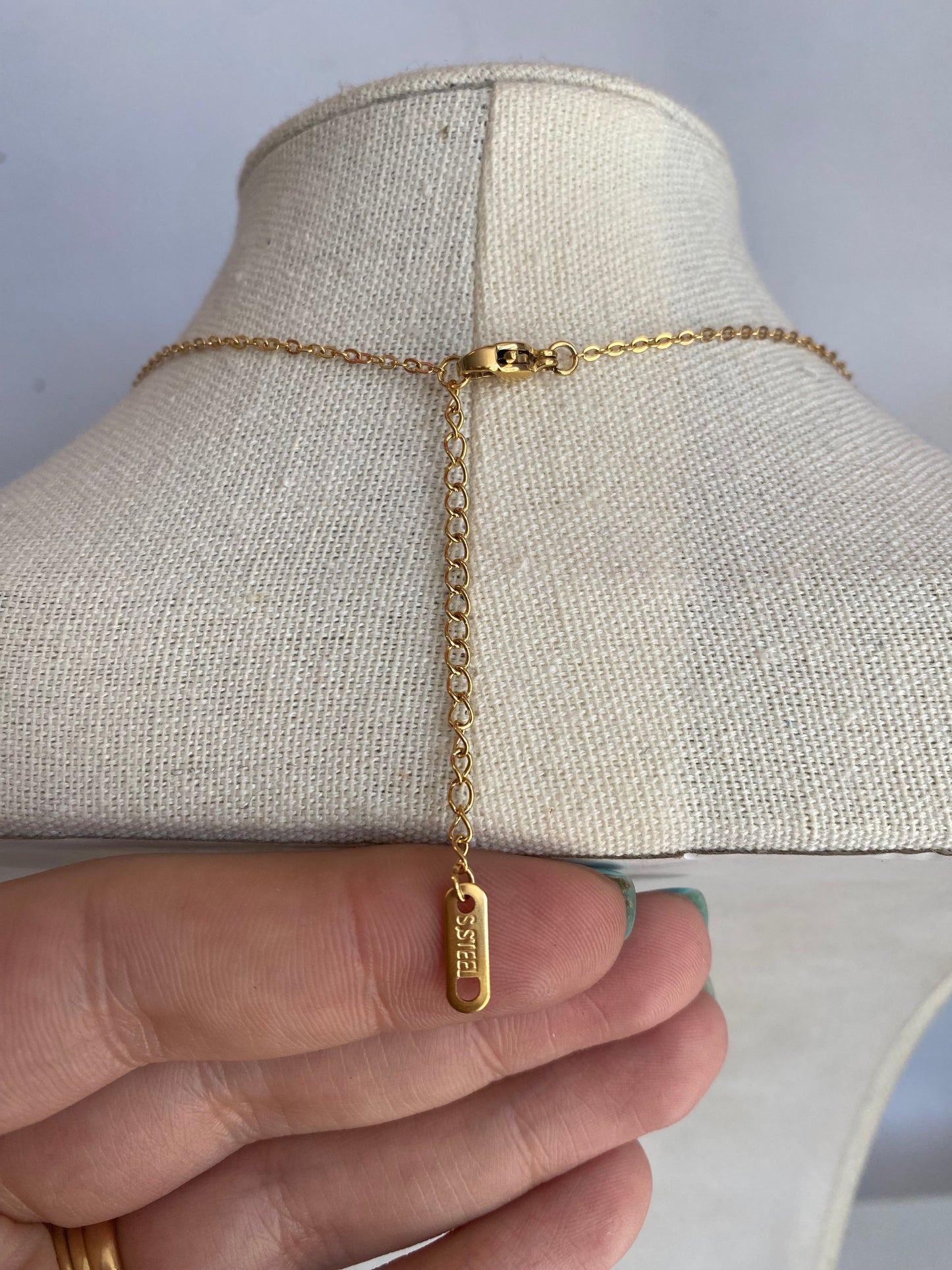 Gold Plated Stainless Multi bead Lariat Necklace