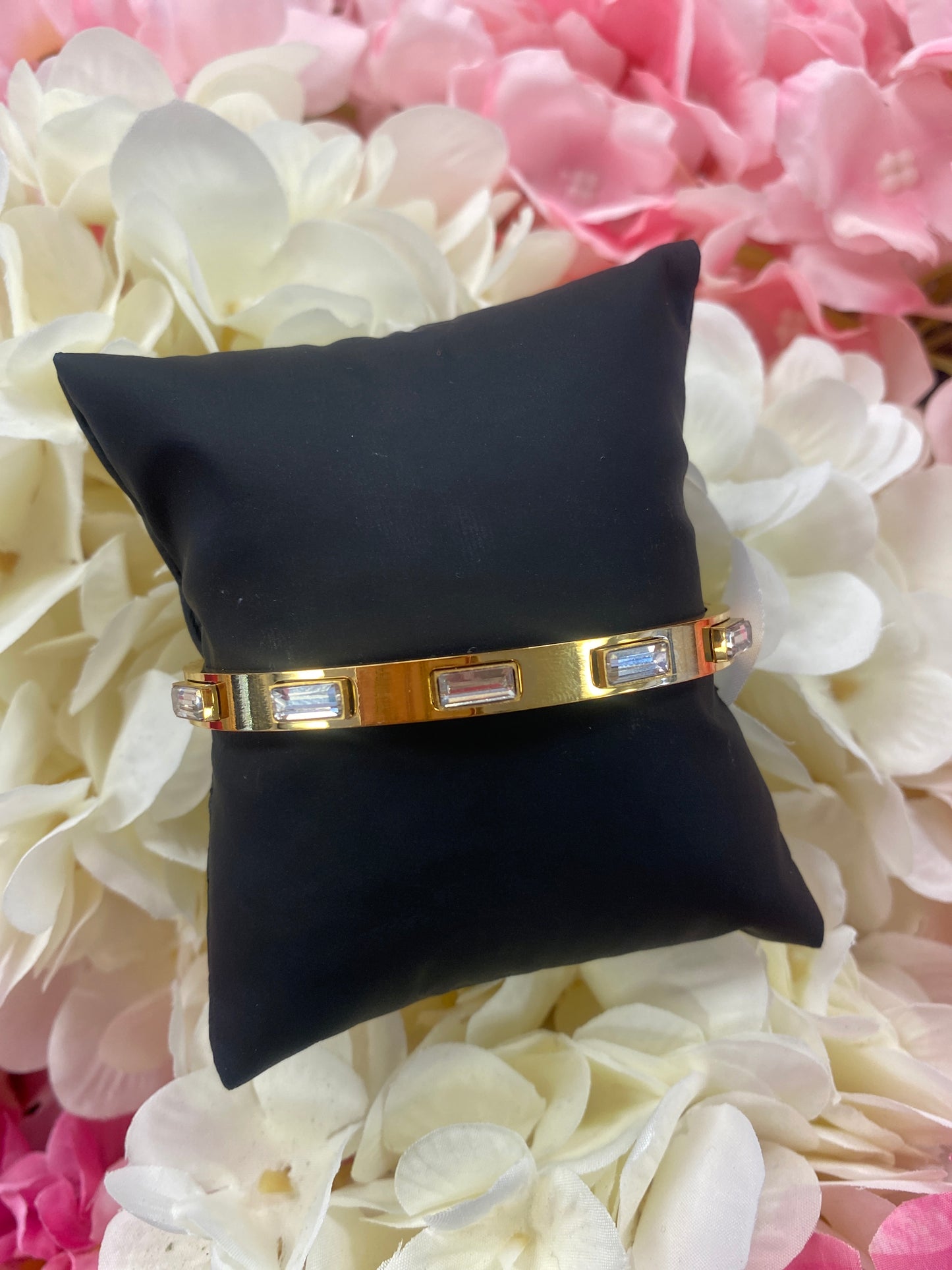Stainless Steel Gold Plated Inlay Crystal Bracelets