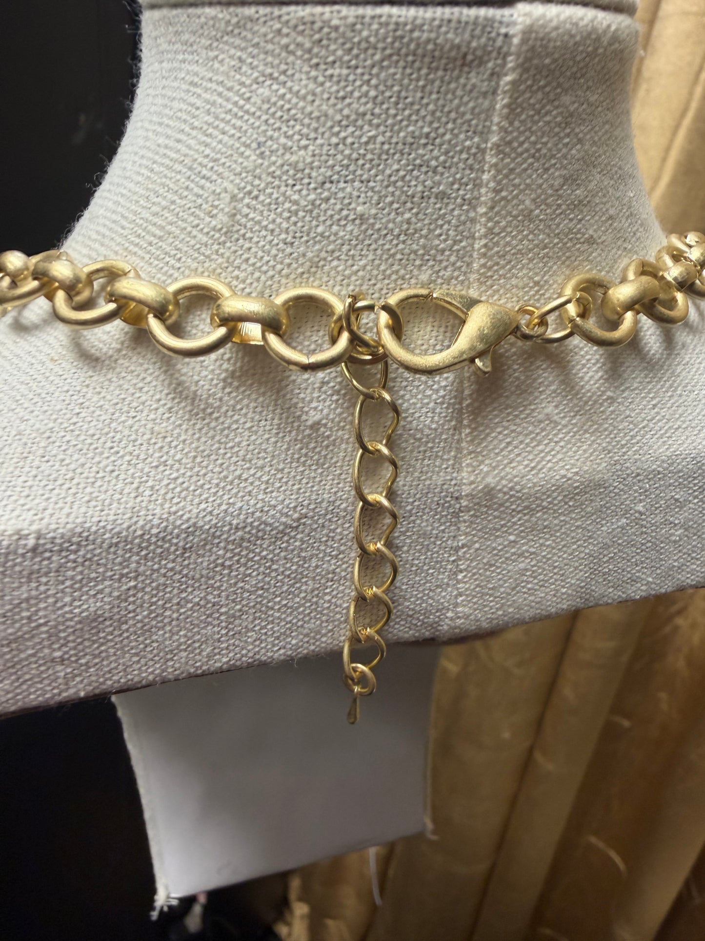Golden Hammered Cross Necklace