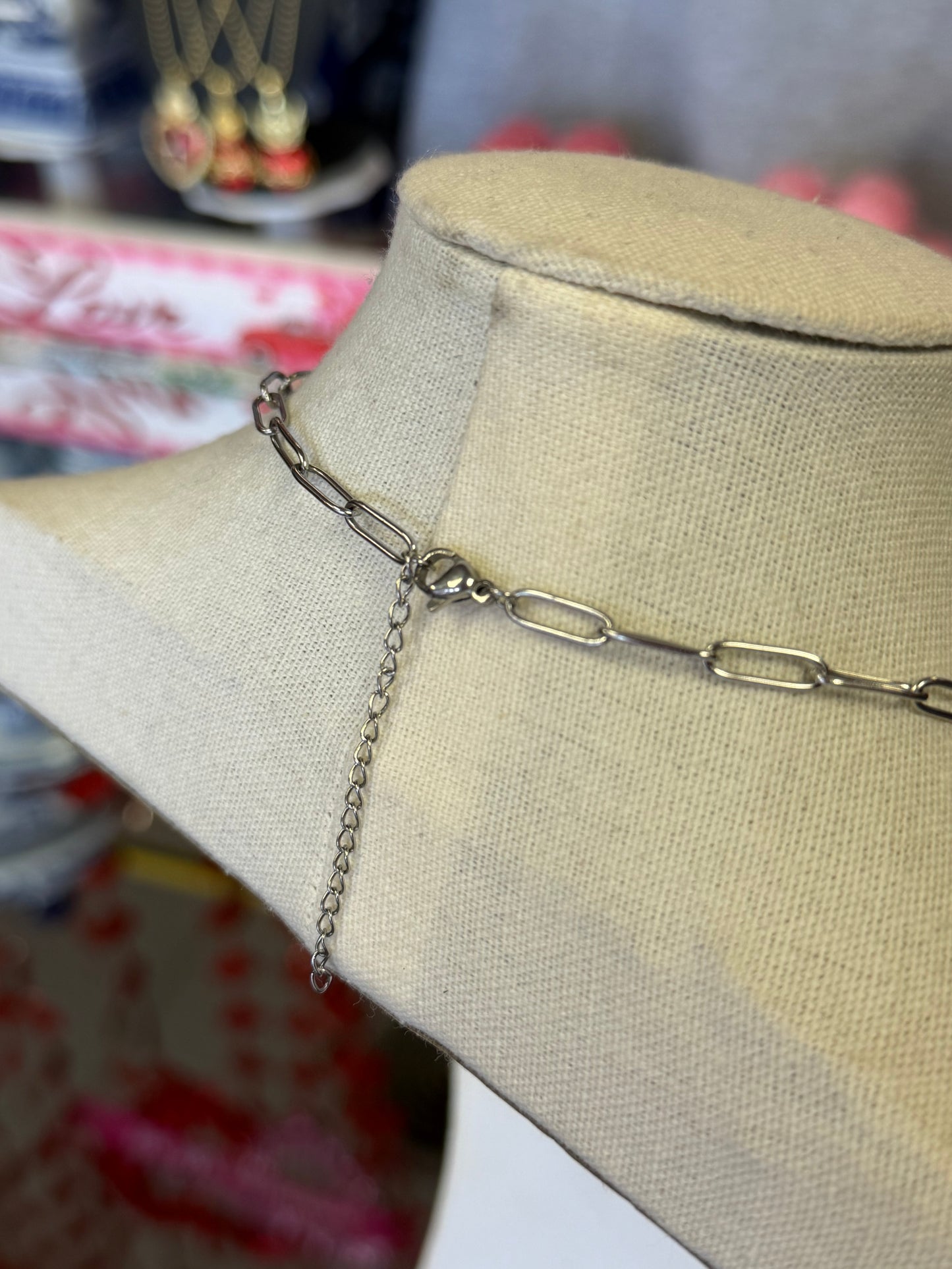 Stainless Medium Saint Benedict Paper Clip Necklace