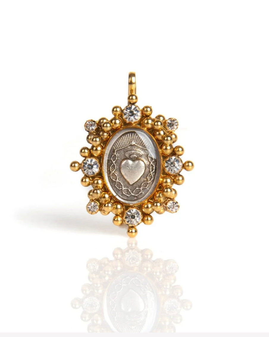 Oval Cloister Sacred Heart Medallion - Gold